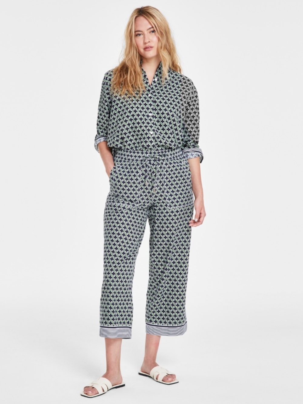 Nautica Printed Button-Down Jeans Women S Size L